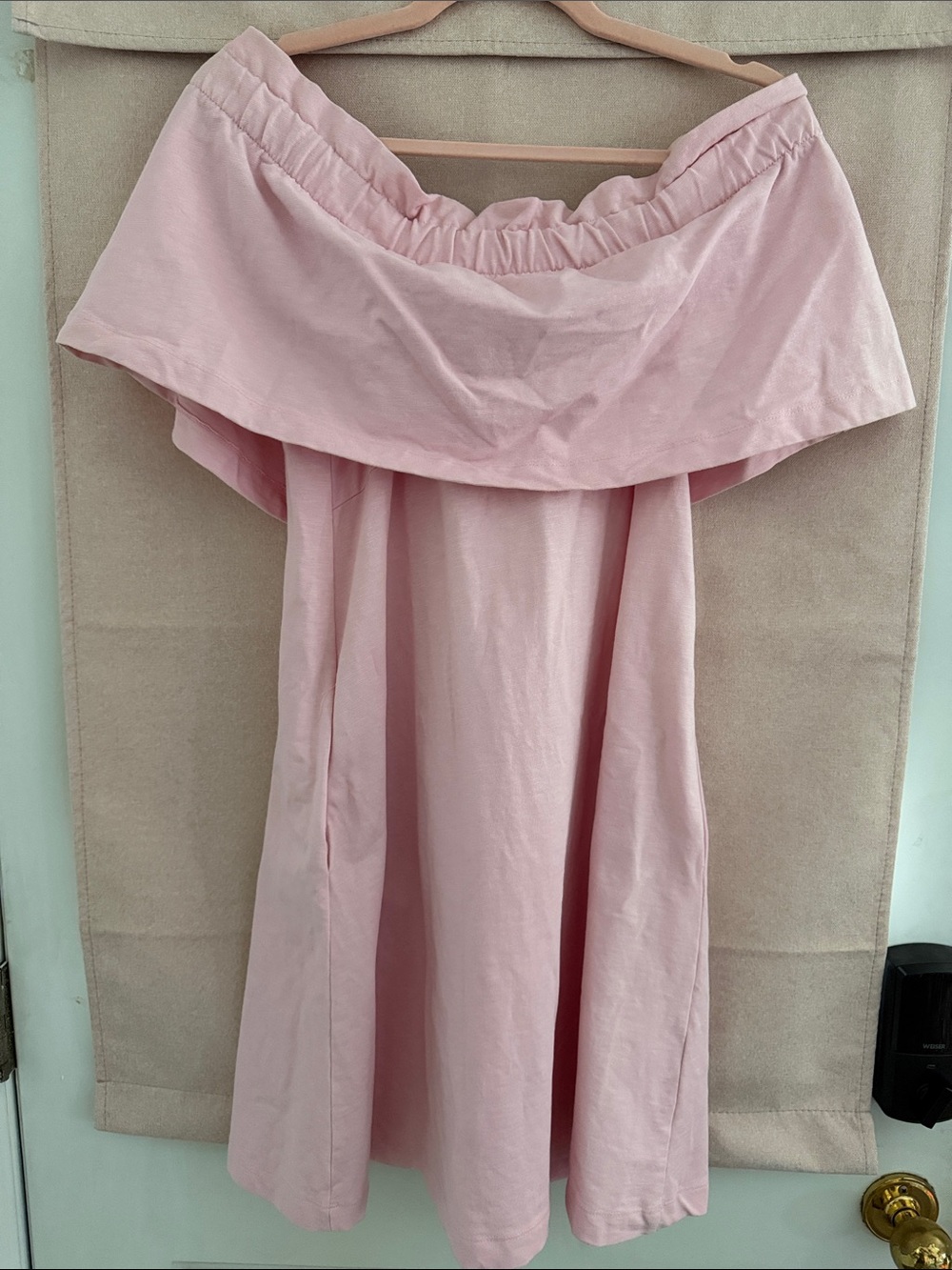 H&M Blush Pink Off-Shoulder Midi Dress